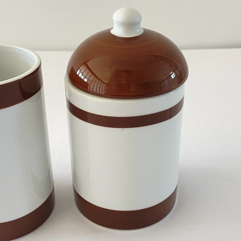 Williams‎ Sonoma Chocolatier Sugar Bowl & Creamer Set Brown White Japan